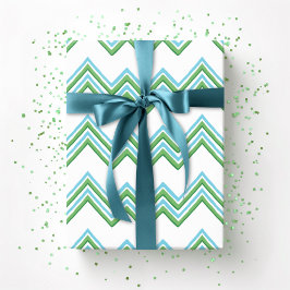 Zaza Chevron-Welle in Grün und Aqua Geschenkpapier