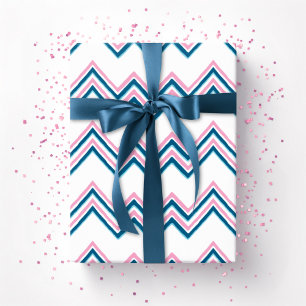 Zaza Chevron-Welle in Rosa und Tief-Aqua Geschenkpapier