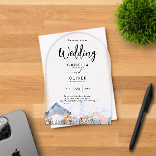 Zazzle Acryl-Hochzeitseinladungen Berge Winter Acryleinladungen