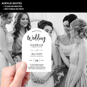 Zazzle Acryl-Hochzeitseinladungen Schwarz Weiß Bol Acryleinladungen