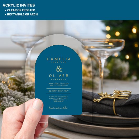 Zazzle Acrylic Wedding Chic Aquamarin Blue Text Ar Acryleinladungen