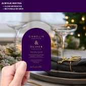 Zazzle Acrylic Wedding Deep Lila Gold Text Arch Acryleinladungen