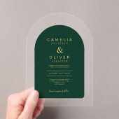 Zazzle Acrylic Wedding Emerald Green Gold Text Acryleinladungen (Insitu (Handheld))