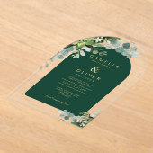 Zazzle Acrylic Wedding Green Eukalyptus Gold Text Acryleinladungen (Ablage )