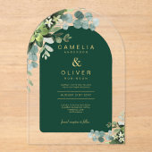 Zazzle Acrylic Wedding Green Eukalyptus Gold Text Acryleinladungen (Vorderseite)