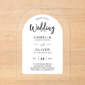 Zazzle Acrylic Wedding lädt Schwarz-weißen Bold ei Acryleinladungen (Vorderseite)