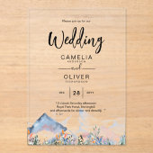 Zazzle Akryllische Hochzeit lädt Berge ein Winter Acryleinladungen (Vorderseite)