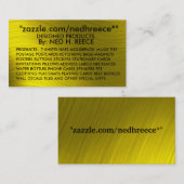 zazzle.com/nedhreece*" - VISITENKARTE (Vorne/Hinten)