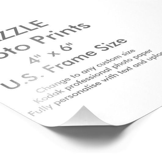 Zazzle Custom 4" x 6" Foto Print (US Frame Size) (Ecke)