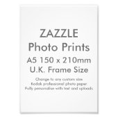 Zazzle Custom A5 Foto Print UK Frame Size (Vorne)
