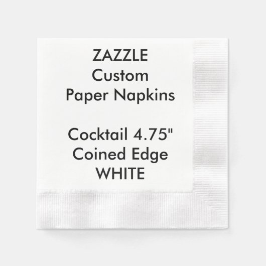 Zazzle Custom WHITE Cocktail Papier Napkins Serviette (Vorderseite)