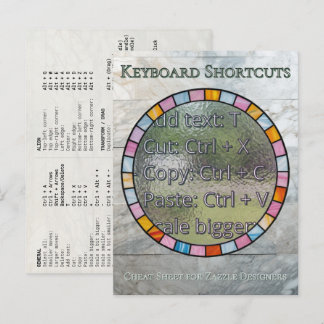 Zazzle Designer Keyboard Shortcuts Reference Card Postkarte