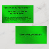 ZAZZLE GESCHÄFTS-KARTE zazzle.com/yourname* " Visitenkarte (Vorne/Hinten)