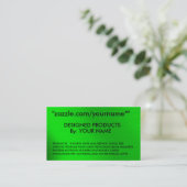 ZAZZLE GESCHÄFTS-KARTE zazzle.com/yourname* " Visitenkarte (Stehend Vorderseite)