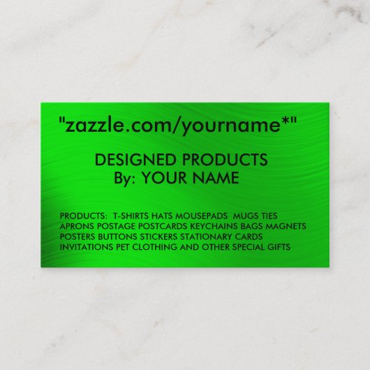 ZAZZLE GESCHÄFTS-KARTE zazzle.com/yourname* " Visitenkarte (Vorderseite)