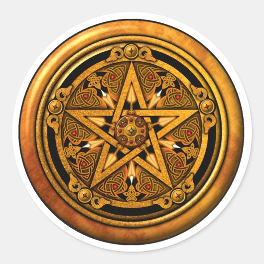 Zazzle - Maskuline Gold Pentagramm noback Runder Aufkleber (Vorderseite)