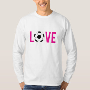Zazzle rosa Art-Liebe-Fußball Unisex-LS-T-Shirt T-Shirt