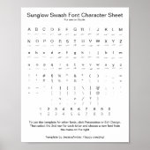 Zazzle-Schriftart-Zeichenblatt für langsames Swash Poster (Vorne)