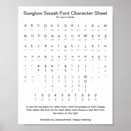 Zazzle-Schriftart-Zeichenblatt für langsames Swash Poster