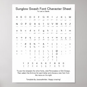 Zazzle-Schriftart-Zeichenblatt für langsames Swash Poster