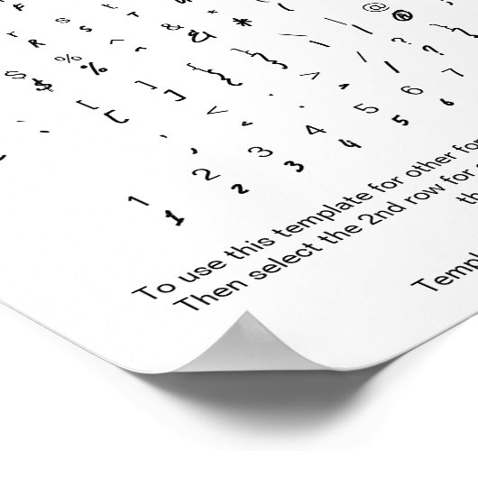 Zazzle-Schriftart-Zeichenblatt Poster (Ecke)
