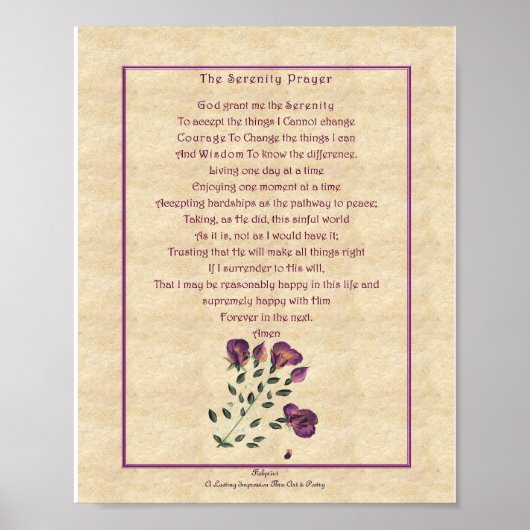 zazzle Serenety Gebet Poster (Vorne)