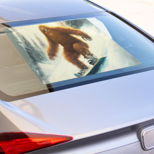 Zazzle Shaggy Bigfoot Snowboarder Auto hinten Fensteraufkleber