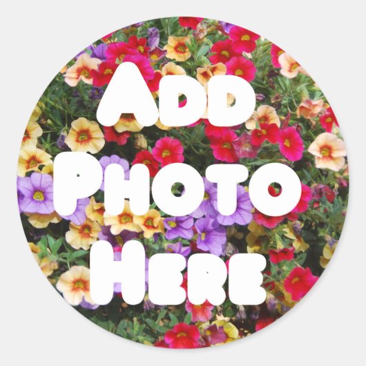 Zazzle Template Design Mein eigenes Foto Derzeitig Runder Aufkleber (Vorderseite)
