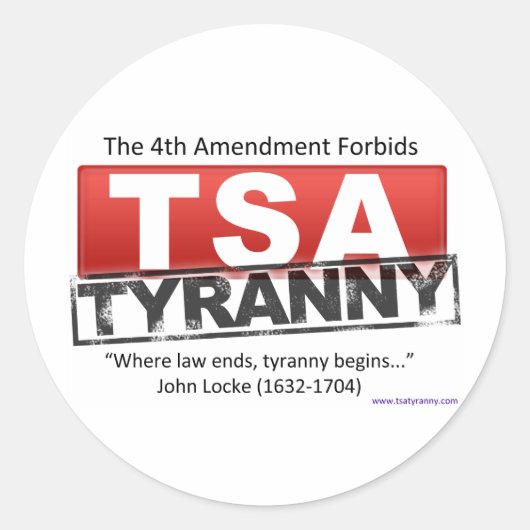Zazzle TSA Tyranny Image Runder Aufkleber (Vorderseite)