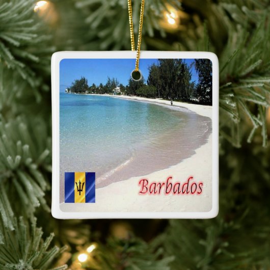 zB007 BARBADOS Strand, Meerblick, Keramikornament (Baum)