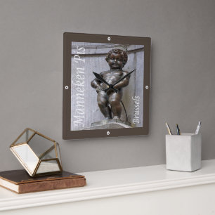 zBE046 MANNEKEN PIS Brüssel Brüssel Quadratische Wanduhr