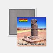 zBO015 TIAHUANACO, Ponce Monolith, Boliva, Kühlsch Magnet (Vorderseite/Rückseite)