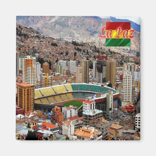 zBO020 LA PAZ Luftbild, Bolivien, Kühlschrank Magnet (Vorne)