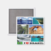 zBR032 BRAZIL I Liebe, Mosaik, Amerika, Kühlschran Magnet (Vorderseite/Rückseite)