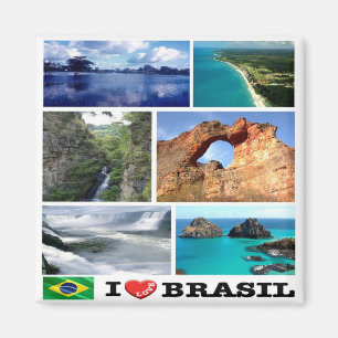 zBR032 BRAZIL I Liebe, Mosaik, Amerika, Kühlschran Magnet