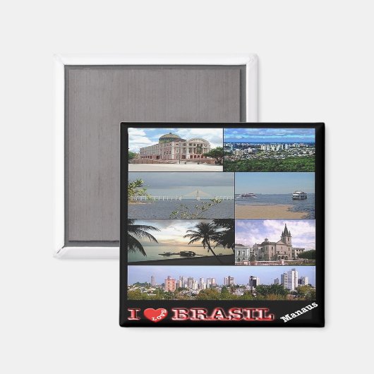 zBR033 BRZIL I Liebe, Mosaik, Manaus, Kühlschrank Magnet (Vorderseite/Rückseite)
