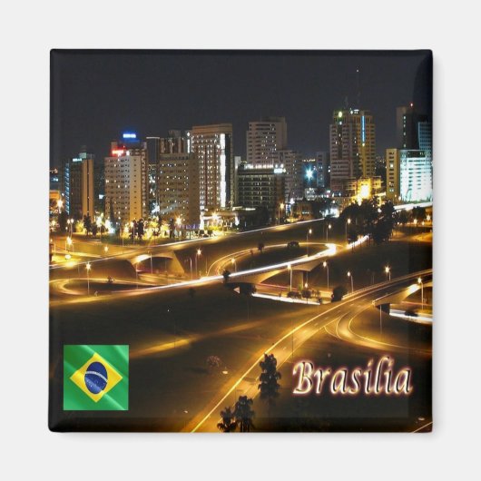 zBR048 BRASILIA By Night, Brasilien, Amerika, Kühl Magnet (Vorne)