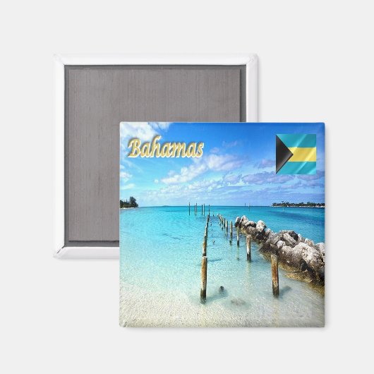 zBS010 BAHAMAS, Jaws Beach, Panorama, Kühlschrank Magnet (Vorderseite/Rückseite)