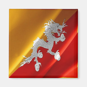 zBT002 Bhutanese waving FLAG Bhutan, Kühlschrank Magnet