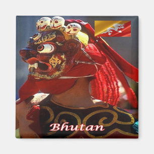 zBT003 MASKED DANCE, Bhutan, Asien, Kühlschrank Magnet