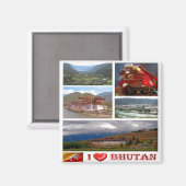 zBT007 I Liebe BHUTAN, Asien, Kühlschrank Magnet (Vorderseite/Rückseite)