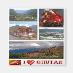 zBT007 I Liebe BHUTAN, Asien, Kühlschrank Magnet