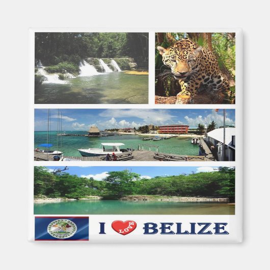 zBZ004 BELIZE I Liebe, Mosaik, Amerika, Kühlschran Magnet (Vorne)