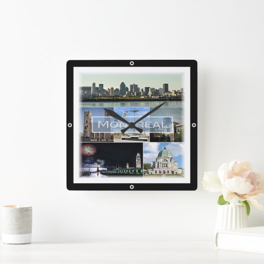 zCA010 MONTREAL, Mosaik, Kanada, Amerika, Quadratische Wanduhr (Zuhause)