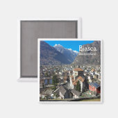 zCH006 BIASCA, Schweiz, Kühlschrankmagnet (Vorderseite/Rückseite)