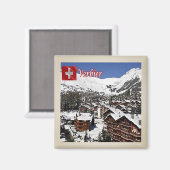 zCH009 VERBIER Pic Swiss - Kühlschrankmagnet (Vorderseite/Rückseite)