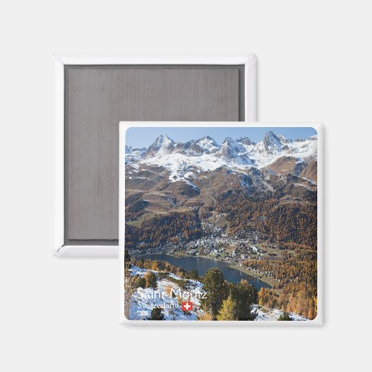 zCH018 SAINT-MORITZ Schweiz, Kühlschrankmagnet (Vorderseite/Rückseite)