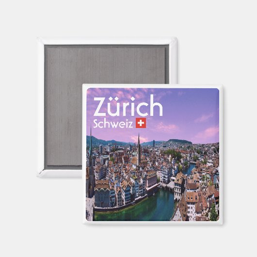 zCH021 ZÜRICH Schweiz, Kühlschrank Magnet (Vorderseite/Rückseite)