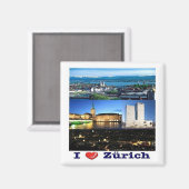 zCH037 ZÜRICH I Liebe Schweiz - Kühlschrankmagnet (Vorderseite/Rückseite)