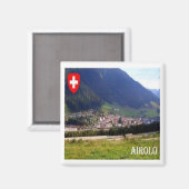 zCH039 AIROLO Schweiz - Kühlschrankmagnet (Vorderseite/Rückseite)